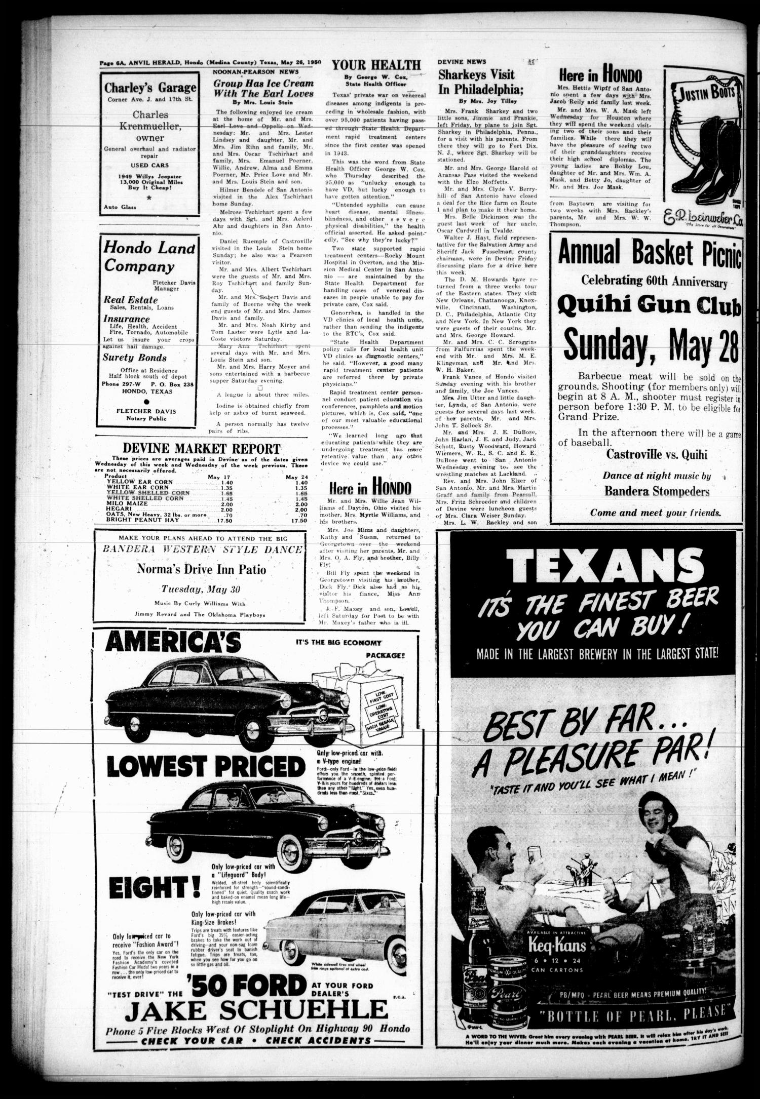 The Hondo Anvil Herald (Hondo, Tex.), Vol. 65, No. 48, Ed. 1 Friday, May 26, 1950
                                                
                                                    [Sequence #]: 22 of 28
                                                