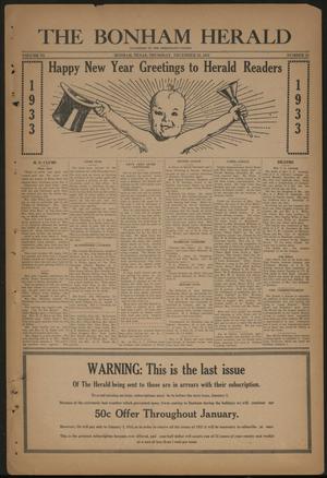 Primary view of object titled 'The Bonham Herald (Bonham, Tex.), Vol. 6, No. 24, Ed. 1 Thursday, December 29, 1932'.