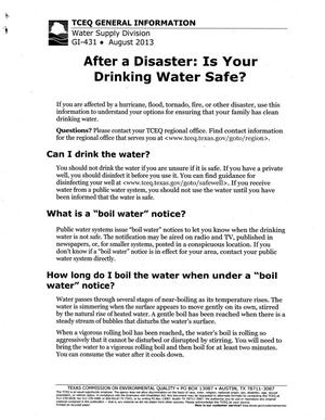Primary view of object titled 'After a Disaster: Is Your Drinking Water Safe?'.