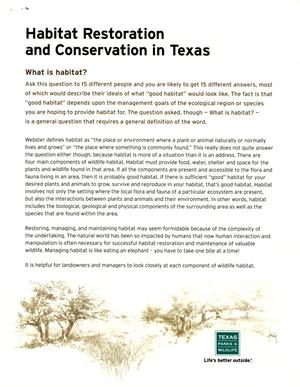Primary view of object titled 'Habitat Restoration and Conservation in Texas'.