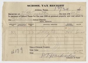 Primary view of object titled '[School Tax Receipt for K.B. Legett]'.