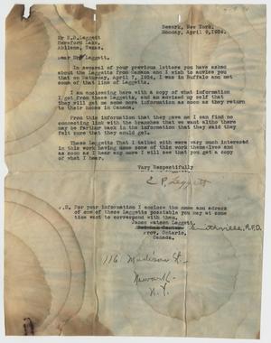 Primary view of object titled '[Letter from E.P. Legett to K.B. Legett - April 9, 1934]'.