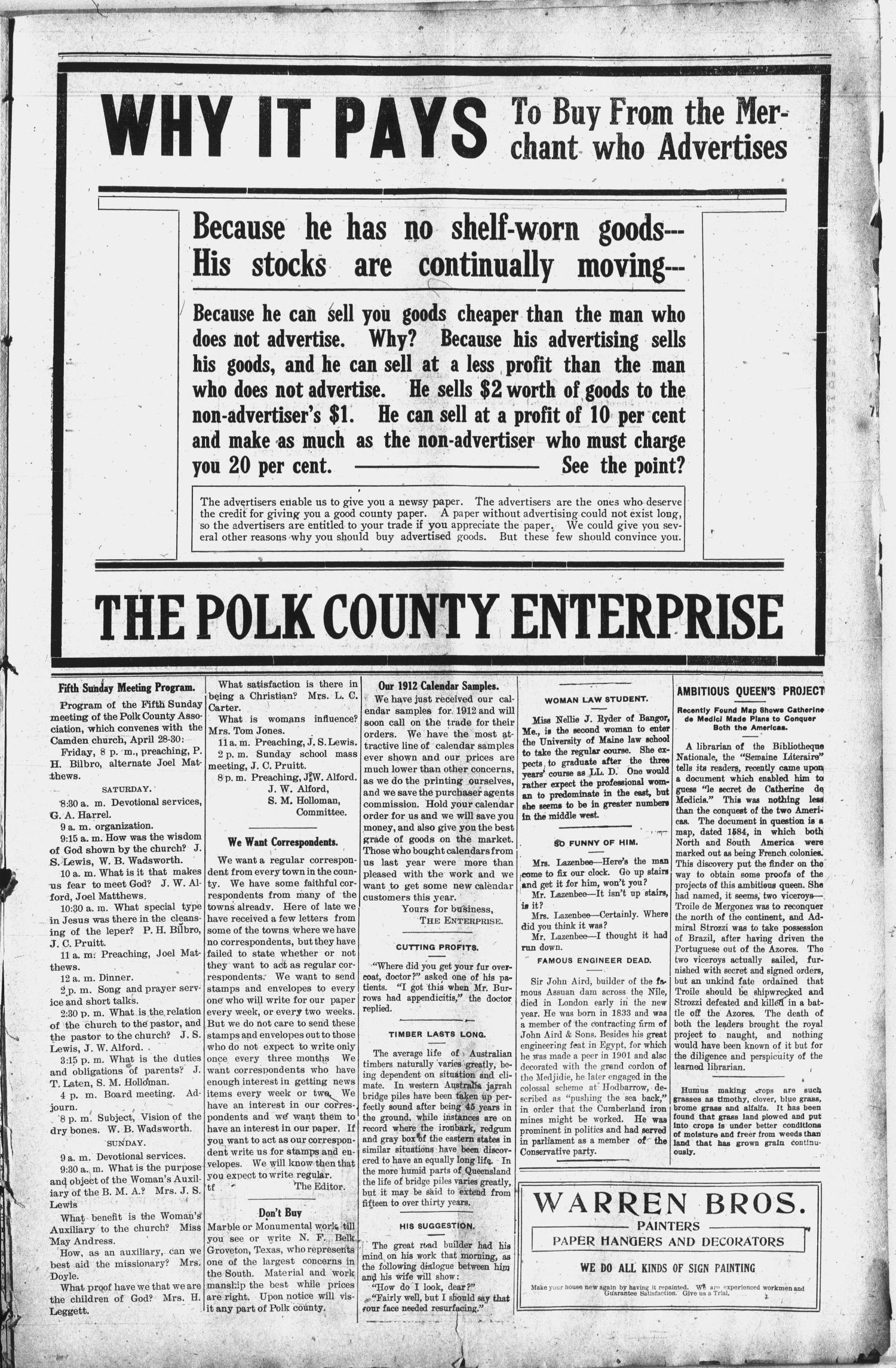 The Polk County Enterprise (Livingston, Tex.), Vol. 7, No. 30, Ed. 1 Thursday, April 13, 1911
                                                
                                                    [Sequence #]: 7 of 8
                                                