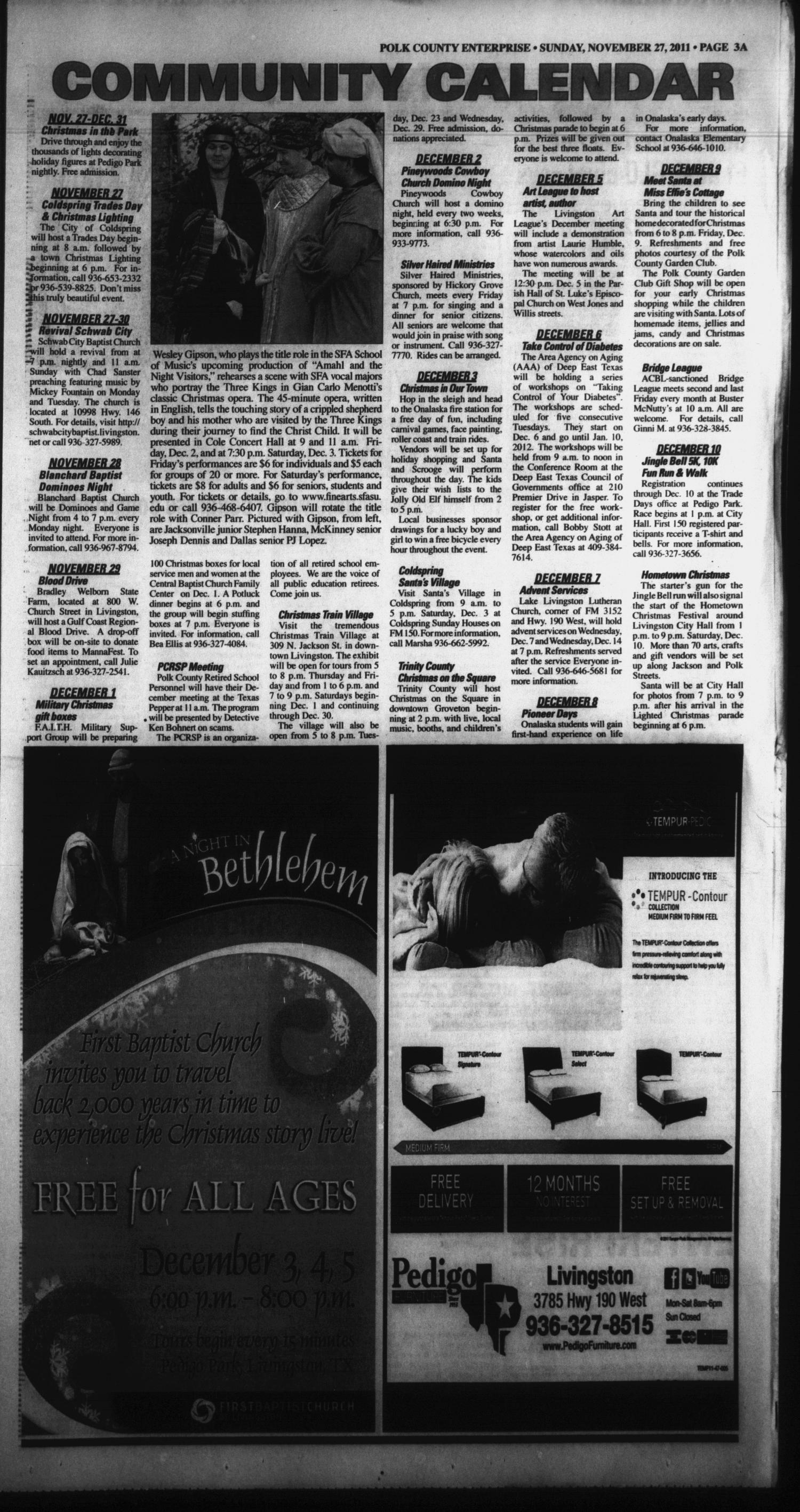 Polk County Enterprise (Livingston, Tex.), Vol. 129, No. 95, Ed. 1 Sunday, November 27, 2011
                                                
                                                    [Sequence #]: 3 of 20
                                                