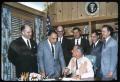 Photograph: President Johnson with Henry B. Gonzales and others in signing ceremo…
