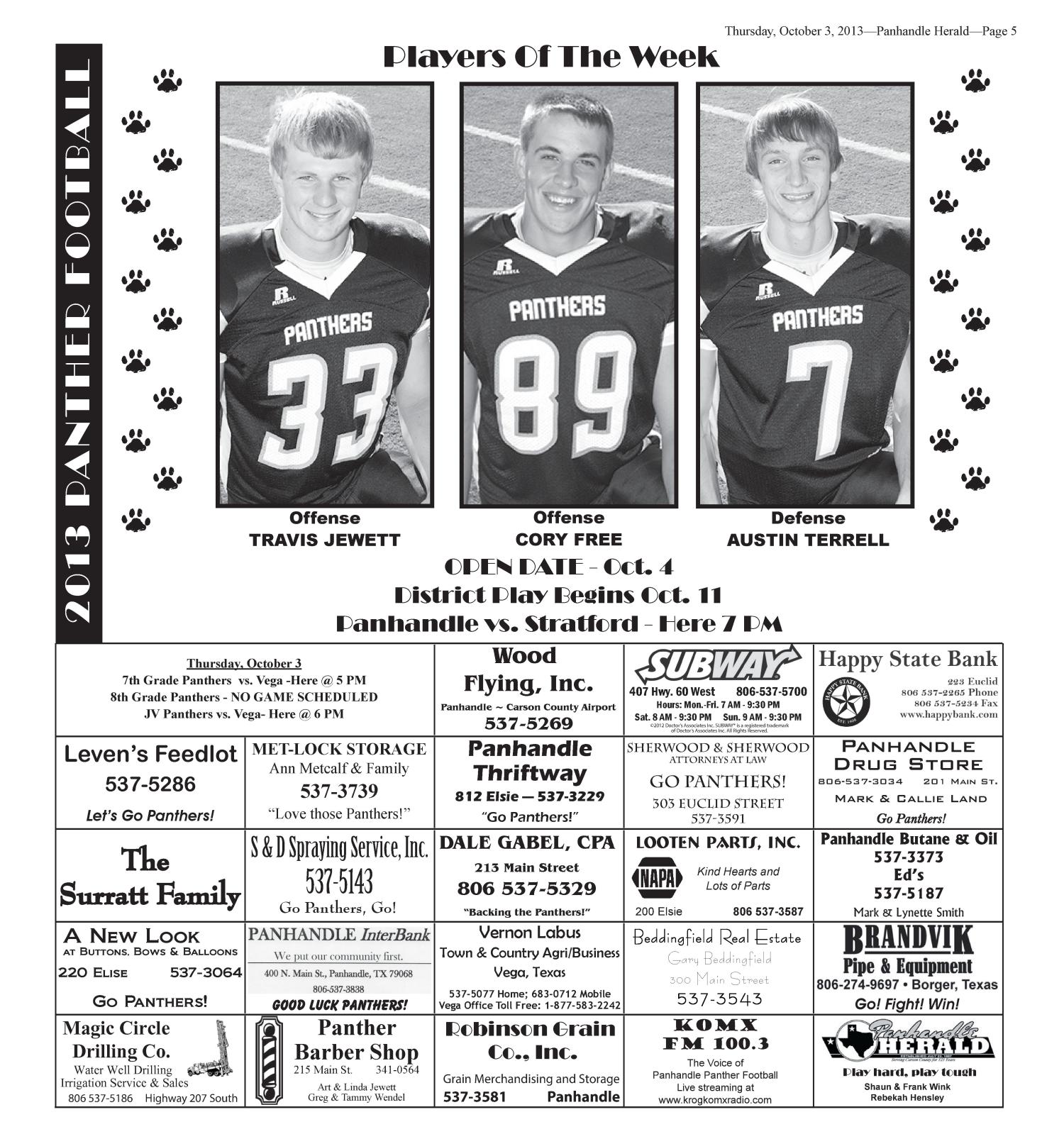 Panhandle Herald (Panhandle, Tex.), Vol. 126, No. 12, Ed. 1 Thursday, October 3, 2013
                                                
                                                    [Sequence #]: 5 of 20
                                                