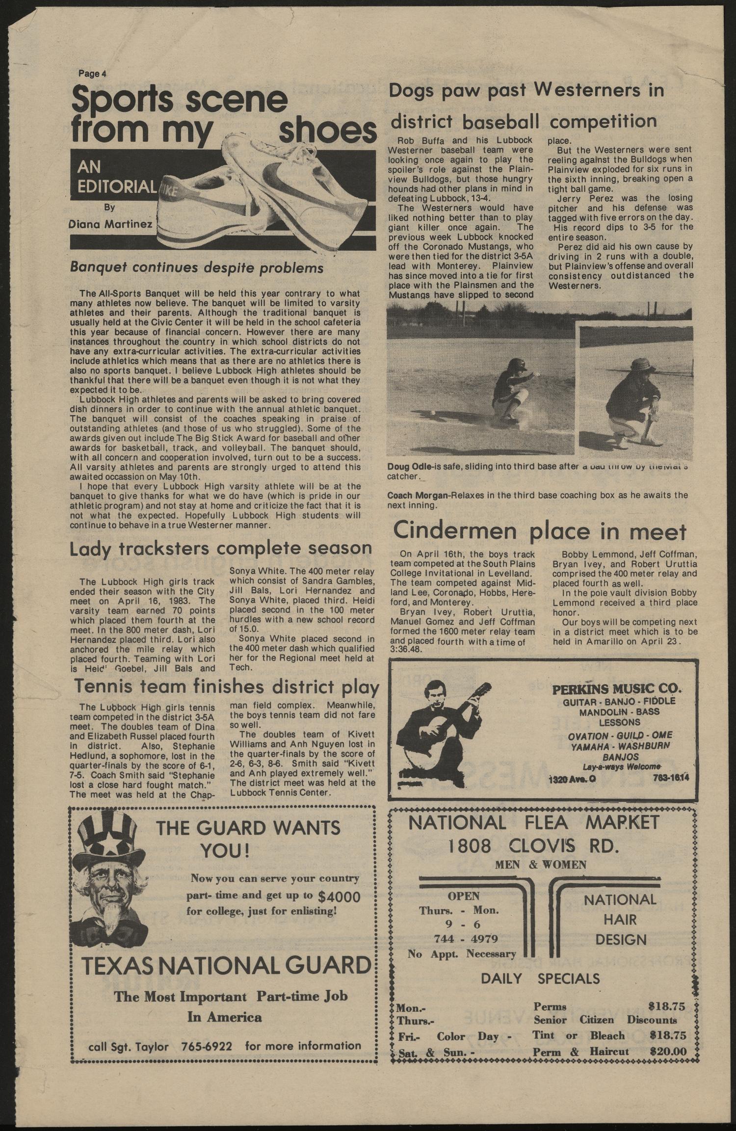 Westerner World (Lubbock, Tex.), Vol. 49, No. 15, Ed. 1 Friday, April 29, 1983
                                                
                                                    [Sequence #]: 4 of 4
                                                