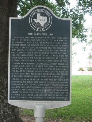 Primary view of object titled 'Historic plaque - The Paris Fire, 1916'.