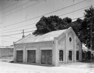 Primary view of object titled '[Garage, Fire House, (Southwest oblique)]'.