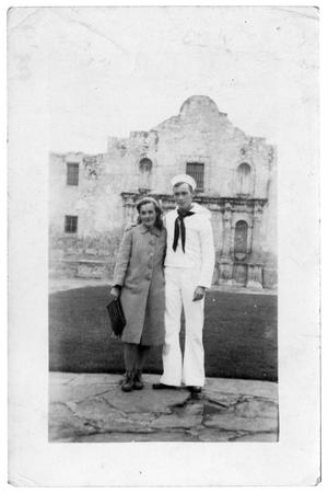 Primary view of object titled '[James and Waneta Sutherlin at the Alamo]'.