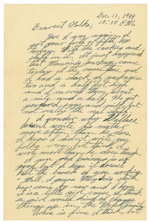 Primary view of object titled '[Letter by James Sutherlin to his parents - 12/11/1944]'.