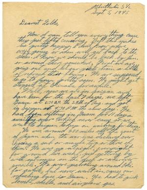 Primary view of object titled '[Letter by James E. Sutherlin to his parents - 09/05/1945]'.