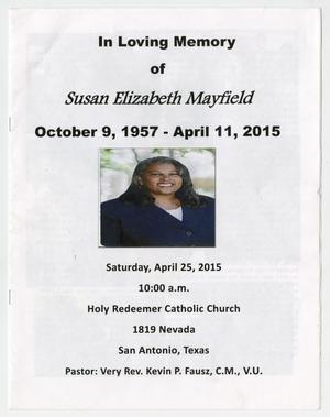 Primary view of object titled '[Funeral Program for Susan Elizabeth Mayfield, April 25, 2015]'.