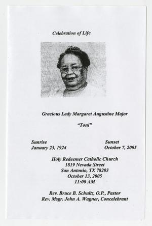 Primary view of object titled '[Funeral Program for Margaret Augustine Major, October 13, 2005]'.