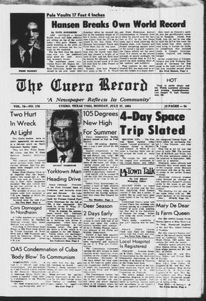 Primary view of object titled 'The Cuero Record (Cuero, Tex.), Vol. 70, No. 176, Ed. 1 Monday, July 27, 1964'.