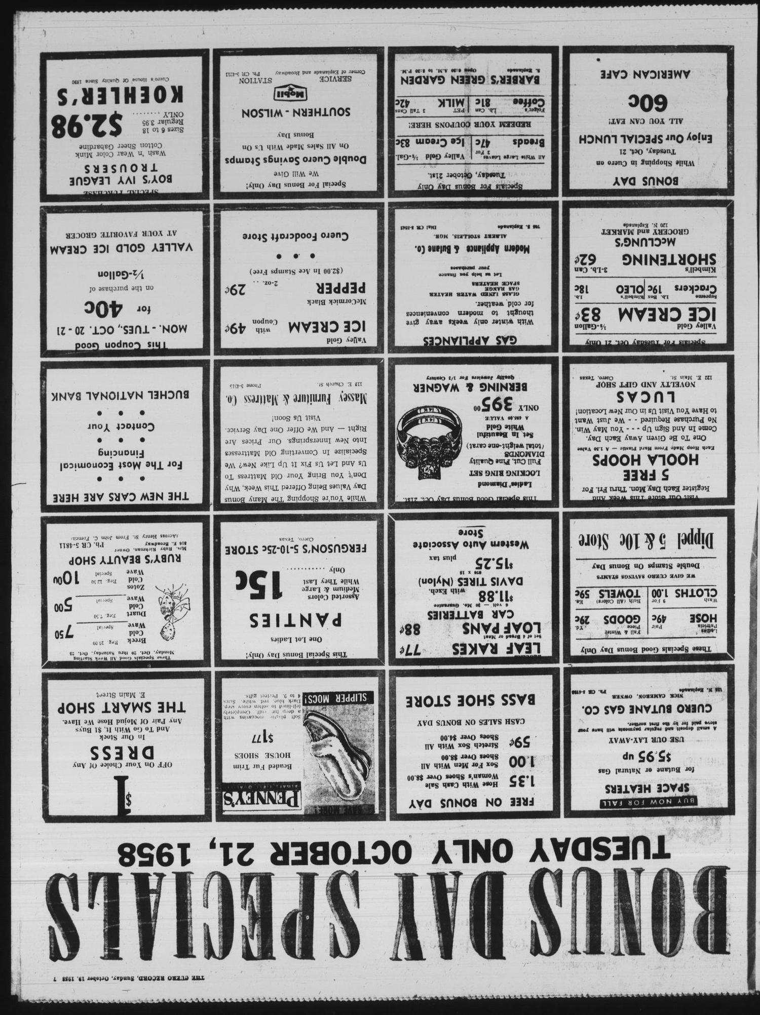 The Cuero Record (Cuero, Tex.), Vol. 70, No. 218, Ed. 1 Sunday, October 19, 1958
                                                
                                                    [Sequence #]: 7 of 12
                                                