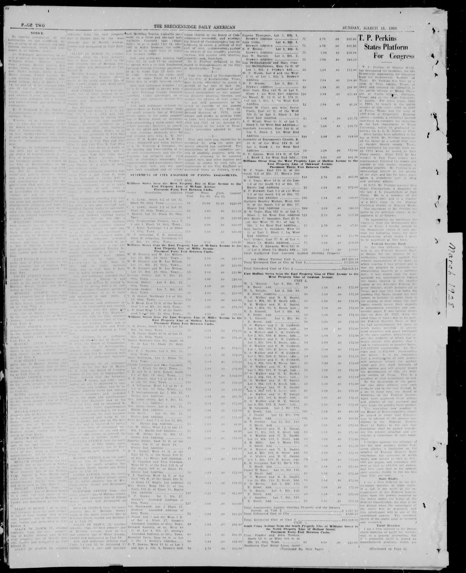 The Breckenridge Daily American (Breckenridge, Tex.), Vol. 8, No. 211, Ed. 1, Sunday, March 11, 1928
                                                
                                                    [Sequence #]: 2 of 14
                                                