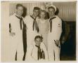 Photograph: [Four Sailors and a Woman]