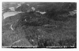Primary view of object titled '[Postcard of Roadway from Top of Chimney Rock]'.
