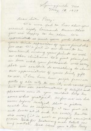 Primary view of object titled '[Letter from Lloyd and Marianne Lawhow to Blanche Perry]'.