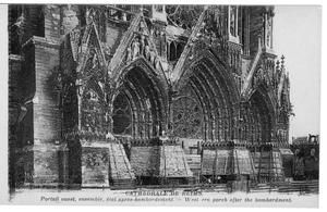 Primary view of object titled '[Postcard of Western porch of Reims Cathedral]'.