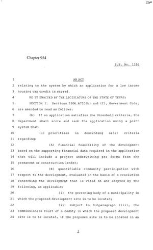 Primary view of object titled '84th Texas Legislature, Regular Session, Senate Bill 1316, Chapter 954'.