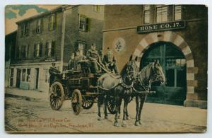 Primary view of object titled '[Postcard of a Fire Station, Providence, R.I.]'.