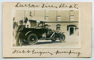 Primary view of object titled '[Postcard with a Photo of a Dallas Fire Department Truck]'.