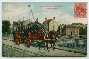 Primary view of object titled '[Postcard of Amsterdam Fire Department]'.