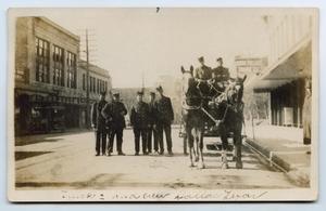 Primary view of object titled '[Postcard with a Photograph of Dallas Fire Department Truck Number 2 and Crew]'.