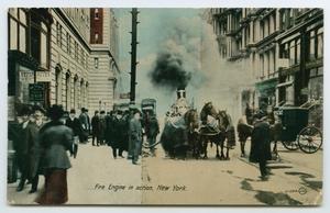 Primary view of object titled '[Postcard of a Fire Engine]'.