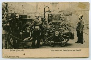 Primary view of object titled '[Postcard of Berlin Fire Department]'.
