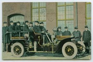Primary view of object titled '[Postcard of a Fire Department]'.