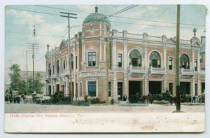 Primary view of [Postcard of Central Fire Station, Houston, Texas]