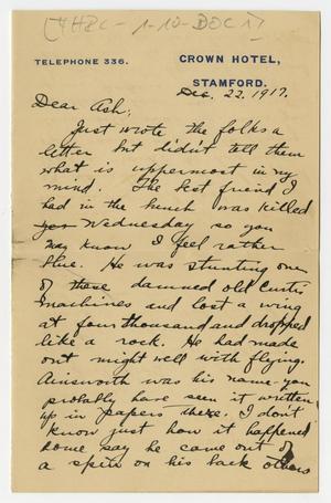 Primary view of object titled '[Letter from Henry Clay, Jr. to his Brother Ashton, December 22, 1917]'.