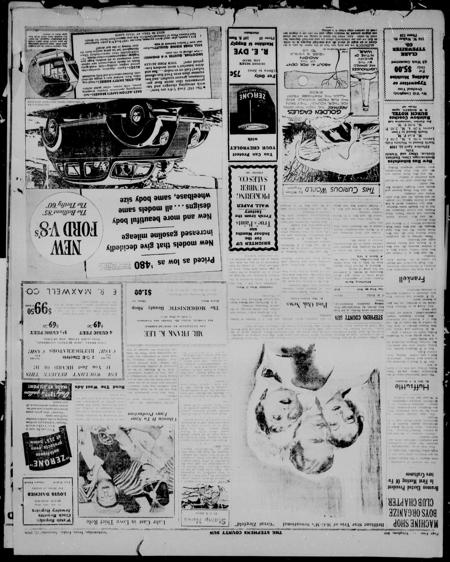 Stephens County Sun (Breckenridge, Tex.), Vol. 7, No. 21, Ed. 1, Friday, November 27, 1936
                                                
                                                    [Sequence #]: 4 of 12
                                                