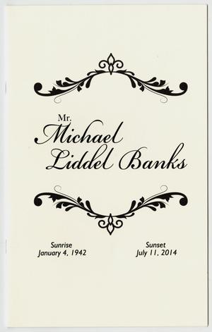 Primary view of object titled '[Funeral Program for Michael Liddel Banks, July 17, 2014]'.