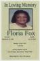 Pamphlet: [Funeral Program for Floria Fox, July 9, 2012]
