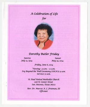 Primary view of object titled '[Funeral Program for Dorothy Butler Friday, June 6, 2014]'.
