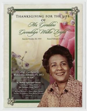 Primary view of object titled '[Funeral Program for Geraldine Gwendolyn Walker Bright, February 15, 2012]'.