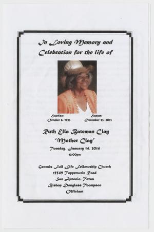 Primary view of object titled '[Funeral Program for Ruth Ella Bateman Clay, January 14, 2014]'.