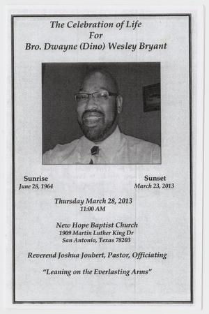 Primary view of object titled '[Funeral Program for Dwayne Wesley Bryant, March 28, 2013]'.
