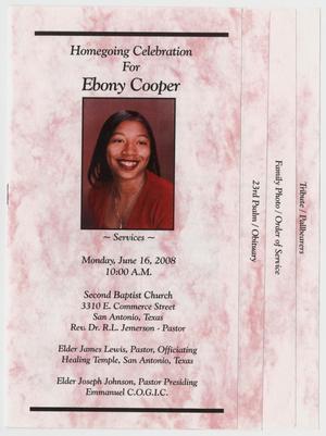 Primary view of object titled '[Funeral Program for Ebony Cooper, June 18, 2008]'.