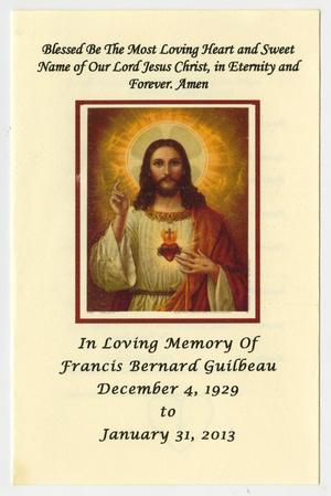 Primary view of object titled '[Funeral Program for Francis Bernard Guilbeau, February 6, 2013]'.