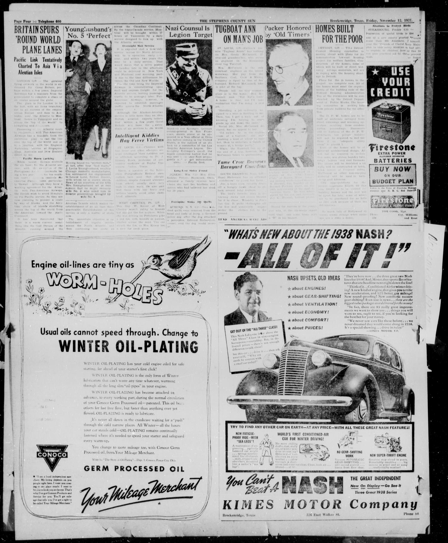 Stephens County Sun (Breckenridge, Tex.), Vol. 7, No. 73, Ed. 1, Friday, November 12, 1937
                                                
                                                    [Sequence #]: 4 of 12
                                                