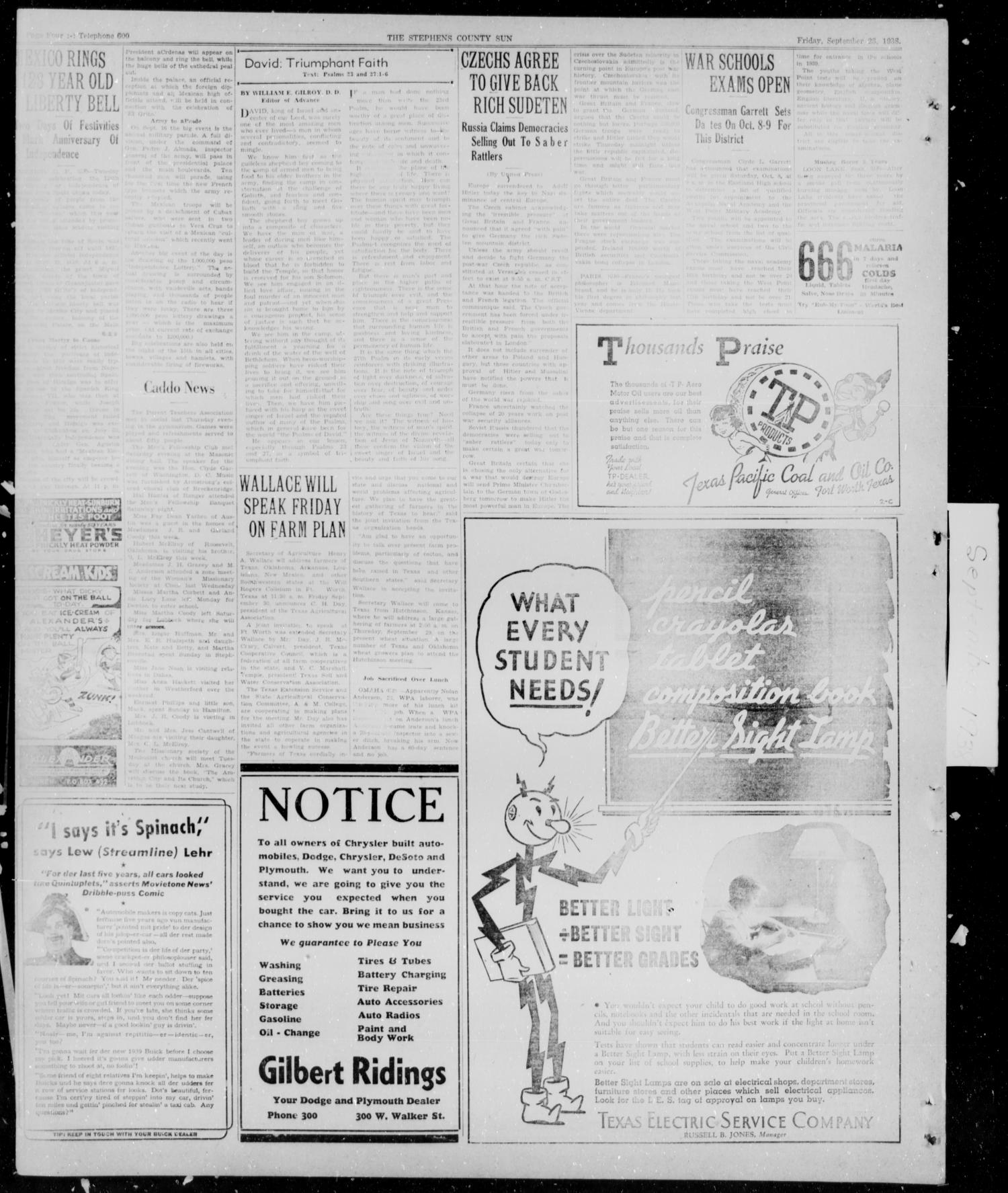 Stephens County Sun (Breckenridge, Tex.), Vol. 9, No. 13, Ed. 1, Friday, September 23, 1938
                                                
                                                    [Sequence #]: 4 of 8
                                                
