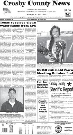 Primary view of object titled 'Crosby County News (Ralls, Tex.), Vol. 125, No. 38, Ed. 1 Friday, September 28, 2012'.