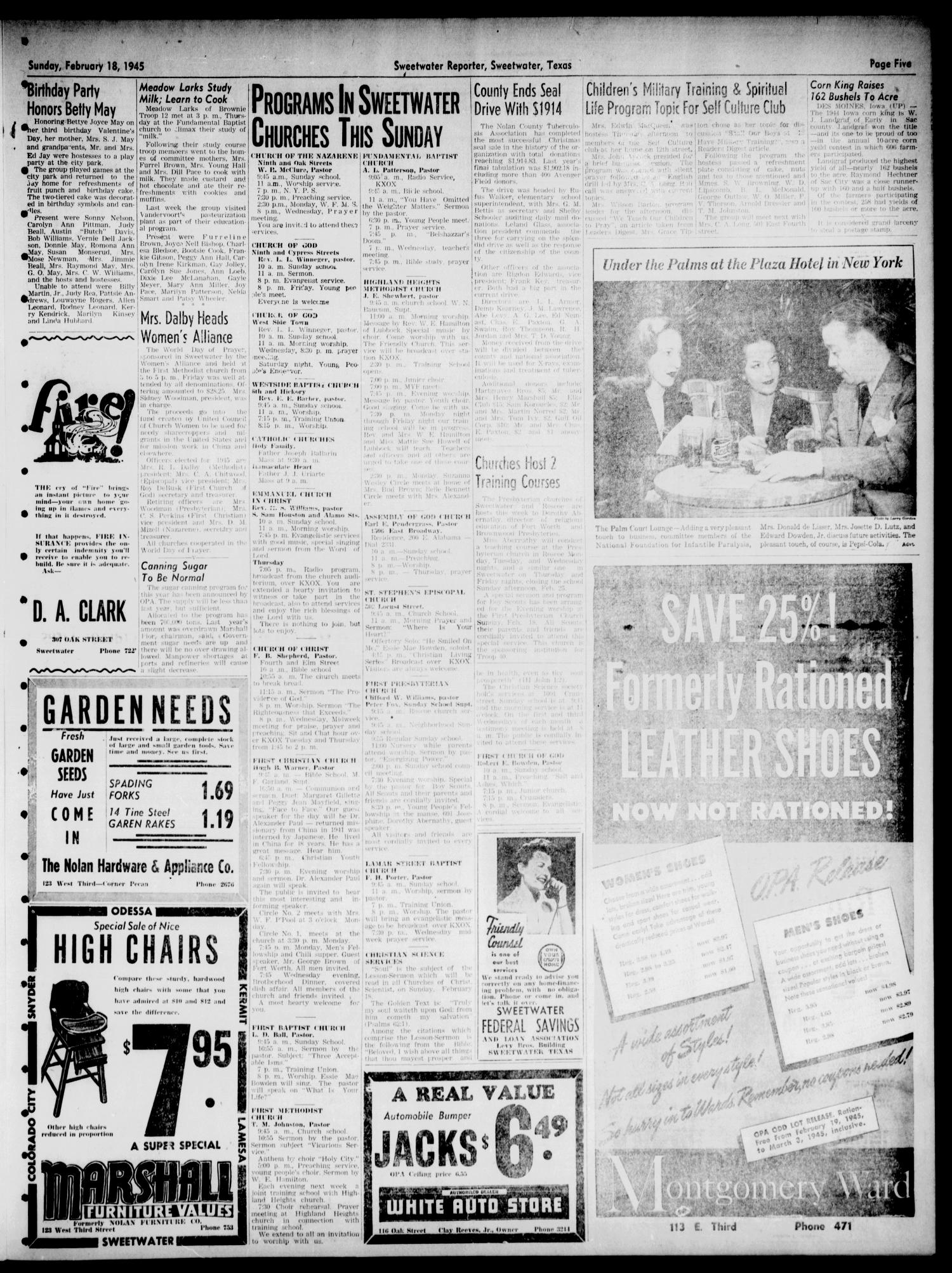 Sweetwater Reporter (Sweetwater, Tex.), Vol. 48, No. 42, Ed. 1 Sunday, February 18, 1945
                                                
                                                    [Sequence #]: 5 of 16
                                                