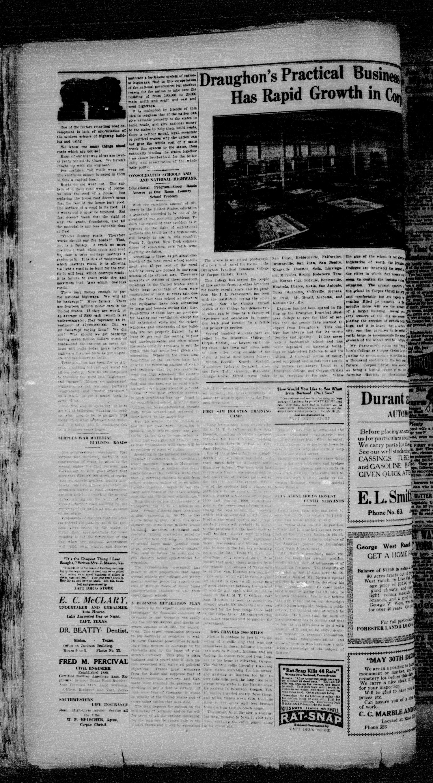 The Taft Tribune (Taft, Tex.), Vol. 3, No. 46, Ed. 1 Thursday, March 20, 1924
                                                
                                                    [Sequence #]: 4 of 10
                                                