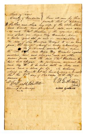 Primary view of object titled '[Agreement for sale of Hercules, an enslaved boy]'.